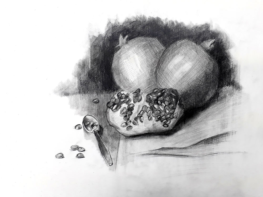 Натюрморт карандашом Сочные гранаты - Круглов (201_0.jpg